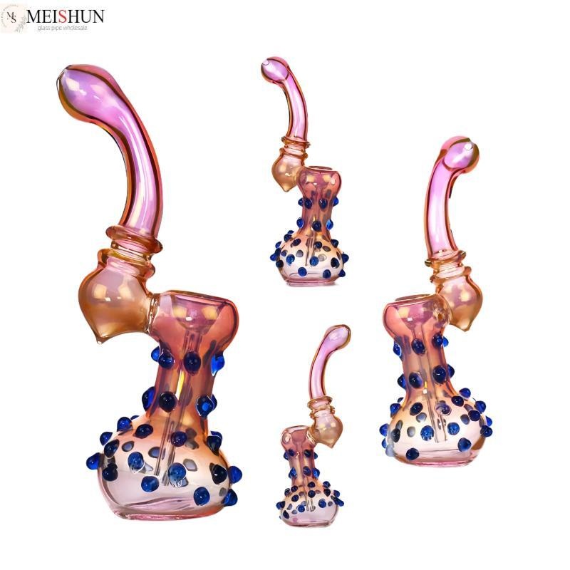 8 Inches Golden Fumed Sherlock Glass Bubbler Pipe