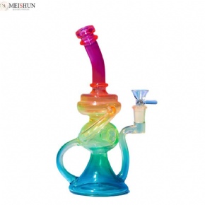 10 Inches Rainbow Colorful DAB Rig Recycling Bong