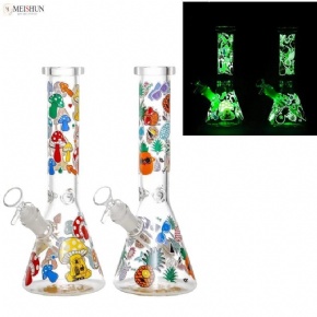 14 Inches Glow In Dark Decal Glass Bong