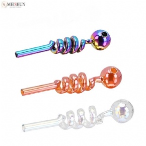 Wholesale 5.5 Inches Plating Rainbow Spring Glass Oil Pipe Burner