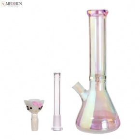 14 Inches Plating Pink Glass Bong