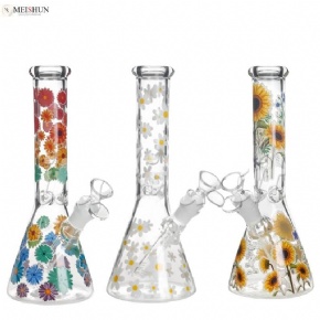 Wholesale 10 Inches Flower Pattern Classic Decal Beaker Bong