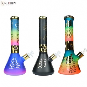 Rainbow Bee Spray Paint Design Glass Weed Bong