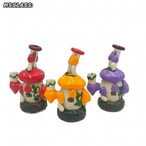 3D Hand Painting Bent Neck Glass Water Pipe Mini Glass Bong