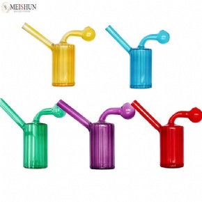 Wholesale Handmade Striped Pyrex Thick Glass Bubbler Oil Burner