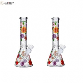 Wholesale Flower Theme Decal Glass Beaker Bong