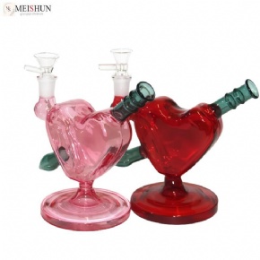 Pink Love Shape Customizable Glass Bubbler