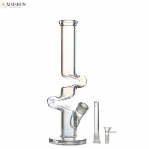 15 Inches Electroplated Rainbow  Z-Shaped Glass Bong