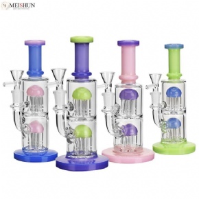 8 Inches Mix Color Double Tree Perc Bong