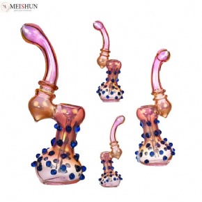 8 Inches Golden Fumed Glass Bubbler Pipe