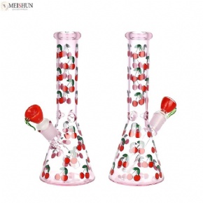 Wholesale 10 Inches Pink Cherry Glass Beaker Bong